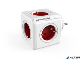 Elosztó, 5 aljzat, ALLOCACOC "PowerCube Original DE", fehér-piros