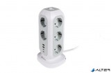 Elosztó, álló, 11 aljzat, 2xUSB-A, 2xUSB-C, VERBATIM 'EUPT-01'