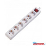 Elosztó hat csatlakozós kapcsolós túlfeszültség védett 1,5m kábellel asztali 16A max. 3500W Bluering(R)