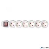 Elosztósor, 6 csatlakozóaljzat, 3 m kábelhosszúság, kapcsolóval, HOME, fehér