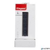 Elosztótorony, 4 csatlakozóaljzat, túlfeszültség-védelemmel, 2 m kábelhosszúság, LEGRAND, fehér-sötét szürke