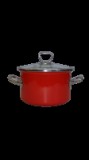 EMA-LION Bonyhádi Zománcáru Bonyhádi Elit piros fazék üvegfedővel fémfüllel 24 cm 5,5 liter