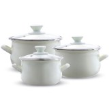 Emalia olkusz krémszínű edénykészlet 6részes