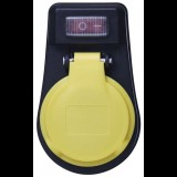 EMOS aljzat kapcsolóval, IP44, fekete (1905110002)