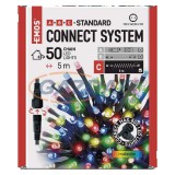 EMOS D1AM02 Standard LED sorolható karácsonyi füzér, 5 m, kültéri és beltéri, többszínű, időzítő, 0,9 W, 230 V AC, IP44