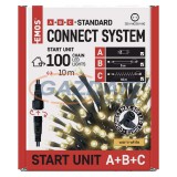 EMOS D1AW01 Alapkészlet Standard sorolható füzérekhez, 10 m, kültéri, meleg fehér, időzítő, max. 12 W, 230 V AC, IP44