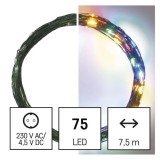 EMOS D3AM02 LED karácsonyi nano fényfüzér, zöld, 7,5 m, kültéri és beltéri, többszínű, időzítő, 2,4 W, 230 V AC, IP44