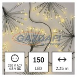 EMOS D3AW09 LED fényfüzér – fürtök, nano, 2,35 m, beltéri, meleg fehér, időzítő, 2,7 W, 230 V AC, IP20