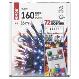 EMOS D4AA04 LED karácsonyi fényfüzér, 16 m, kültéri és beltéri, RGB, távirányító, programok, időzítő, 18 W, 230 V AC, IP44