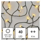 EMOS D4AW01 LED karácsonyi fényfüzér, 4 m, kültéri és beltéri, meleg fehér, időzítő, 2,4 W, 230 V AC, IP44