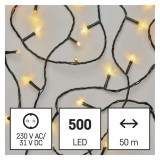 EMOS D4AW06 LED karácsonyi fényfüzér, 50 m, kültéri és beltéri, meleg fehér, időzítő, 9 W, 230 V AC, IP44