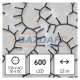 EMOS D4BC03 LED karácsonyi fényfüzér – süni, 12 m, kültéri és beltéri, hideg fehér, időzítő, 7,2 W, 230 V AC, IP44