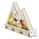 EMOS DCWW39 LED-es fa karácsonyi tájkép, 23,5 cm, 2x AA, beltéri, meleg fehér, időzítő