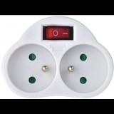 EMOS dupla elosztó aljzat, kerek, kapcsolóval, fehér (1905120000)