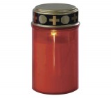 Emos Led Temetői Mécses, Piros, 2X C, Kültéri És Beltéri, Meleg Fehér, Időzítő