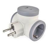 EMOS P0077PD Aljzat elágazó 2×, 1×USB-A+1×USB-C, fehér-szürke