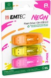 Emtec 8GB C410 Neon USB2.0 Colorful (3db) ECMMD8GC410P3NEO