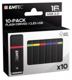 EMTEC UE16GK100 K100 Mini Box USB 2.0, 16 GB Fekete-Vegyes színű pendrive csomag (10 db)
