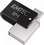 EMTEC UE64GMD T260B 64GB, USB 2.0, USB-A, microUSB Fekete-Fém pendrive