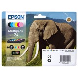 Epson Elephant C13T24284011 tintapatron 6 db Eredeti Standard teljesítmény Fekete, Cián, Világos ciánkék, Magenta, Világos magenta, Sárga