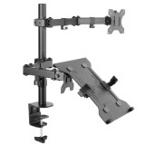 EQuip 13"-32" Articulating Dual Arm Monitor Laptop Desk Mount Bracket Black 650119