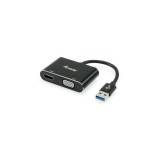 Equip 133386 USB3.0 apa átalakító kábel VGA+HDMI anyára fekete (EQ133386) - Átalakítók