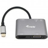 Equip 133483 dokkoló állomás és port replikátor Vezetékes USB 3.2 Gen 1 (3.1 Gen 1) Type-C Fekete, Szürke (133483)