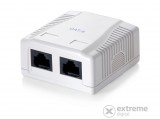 Equip Cat6, UTP, 2xRJ45, árnyékolatlan fali aljzat, fehér (235212)