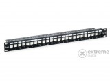 Equip Patch Panel Cat6 Keystone 24 port, 1U, árnyékolt patch panel, fekete (769124)