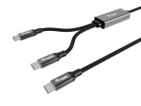 EQuip USB-C Y-Charging Cable USB-C Male to Dual USB-C Male 1.5m PD 3.1 140W E-Marker Braided Black 128895