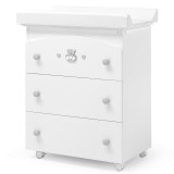 Erbesi Charly 3-fiókos komód pelenkázó és fürdető szettel - fehér-szürke