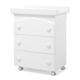 Erbesi Elite 3-fiókos komód pelenkázó és fürdető szettel - fehér