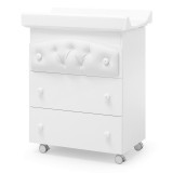 Erbesi Soft 3-fiókos komód pelenkázó és fürdető szettel, műbőr gombokkal - fehér