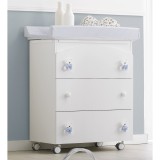 Erbesi Tato 3-fiókos komód pelenkázó és fürdető szettel - fehér-világoskék