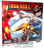 Eredeti, licencelt termék 74 elemes Vasember építőjáték - mozgatható Warmachine / Gépágyú figura fegyverekkel és építhető helikopterrel - Mega Bloks