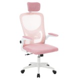 Ergonomikus irodai szék deréktámasszal, fejtámlával, rózsaszín