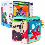 Érzékszerveket Fejlesztő Kocka-Biztonsági Tükörrel-Hanghatásokkal-Csörgő Puha Labdával