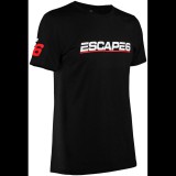 Escape6 Fekete unisex póló piros-fehér logóval a mellkason és a háton, mérete M (escswag-wm)