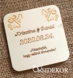 Esküvői köszönőajándék, poháralátét szíves