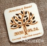 Esküvői poháralátét , köszönetajándék fából családfa - poháralátét
