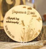 Esküvői poháralátét , köszönetajándék fából leveles