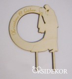 Esküvői tortadísz, menyasszony és vőlegény névvel