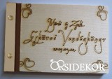 Esküvői vendégkönyv, fa borítású