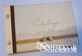 Esküvői vendégkönyv, fa borítású