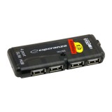 Esperanza EA112 USB 2.0 HUB 4 portos fekete (EA112) - USB Elosztó