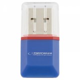 Esperanza EA134B, Micro SD, USB 2.0, Kék, Kártyaleolvasó