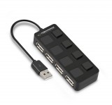 Esperanza EA161, Fekete, 4 portos USB 2.0 HUB