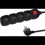 Esperanza ELK213K Túlfeszültség védő elosztó 4 aljzatos 3m - Fekete (ELK213K)