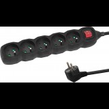 Esperanza ELK215K Túlfeszültség védő elosztó 5 aljzatos 3m - Fekete (ELK215K)
