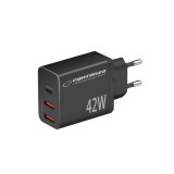 Esperanza Esperenza EZC106K 42 W, USB-C PD 30 W, 2x USB-A 12 W Fekete gyorstöltő